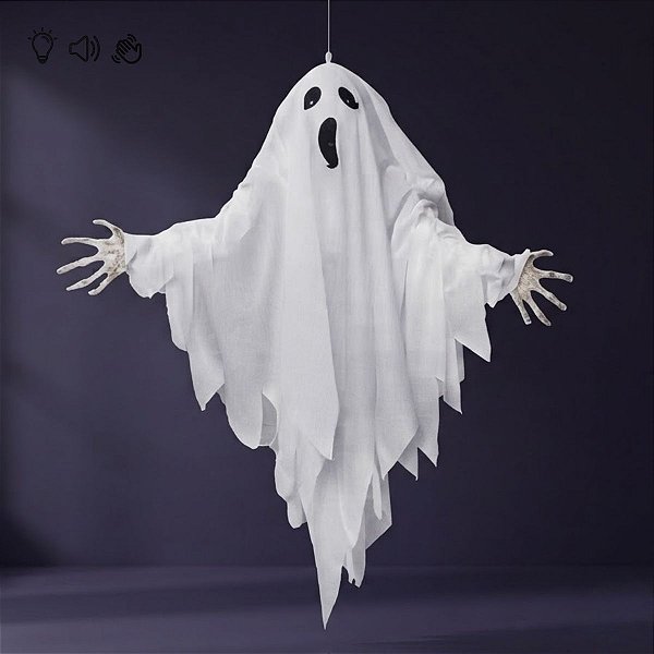 Enfeite Decorativo De Halloween Com Som, Luz e Movimento - Fantasma Nick - 60cm - 1 unidade - Cromus - Rizzo