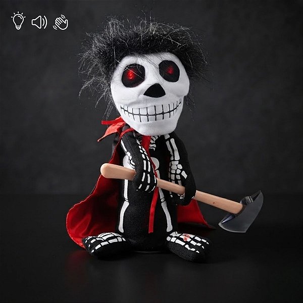 Enfeite Decorativo De Halloween Com Som, Luz e Movimento - Esqueleto Patrick - 30cm - 1 unidade - Cromus - Rizzo