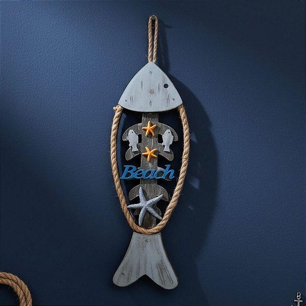 Enfeite Decorativo Para Pendurar - Pendente de Peixe "Beach" - 33x12,5cm - 1 unidade - Rizzo