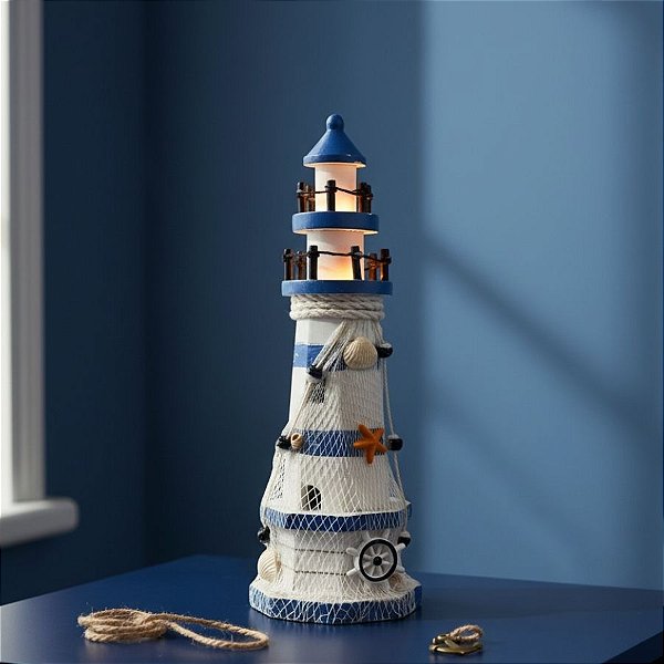 Enfeite Decorativo de Madeira - Modelo Farol - 30x10cm - 1 unidade - Rizzo