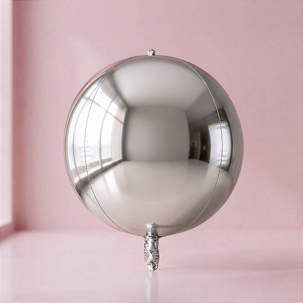 Balão de Festa Metalizado 10" 28cm - Orbz Prata - 20 unidades - Rizzo