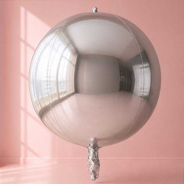Balão de Festa Metalizado 32" 87cm - Orbz Prata - 20 unidades - Rizzo
