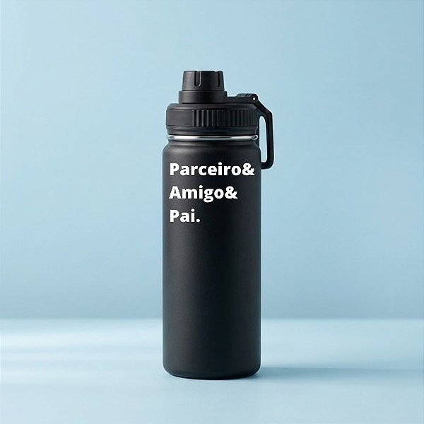 Garrafa Térmica Personalizada Pai Amigo - Preta - 500mL - 1 unidade - Rizzo