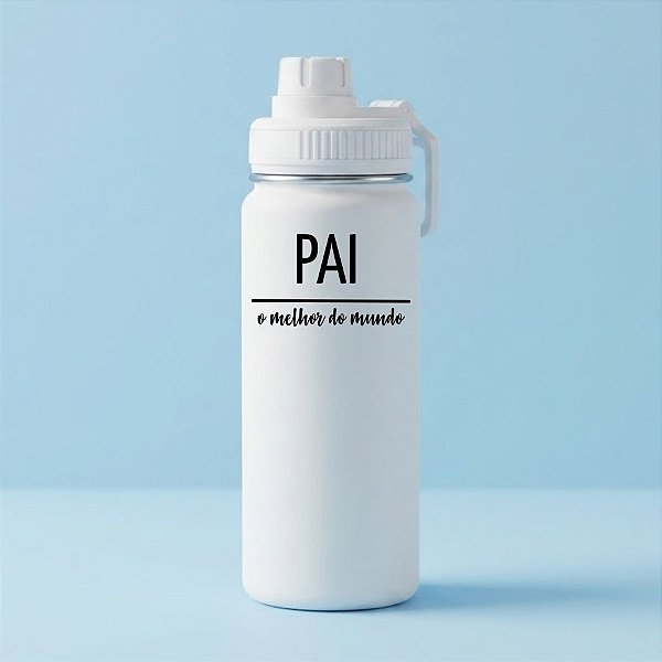 Garrafa Térmica Personalizada Melhor Pai - Branca - 500mL - 1 unidade - Rizzo