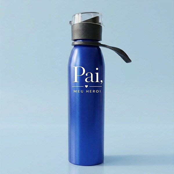 Garrafa Squeeze de Alumínio Com Alça Personalizada Pai Herói - Azul - 680mL - 1 unidade - Rizzo