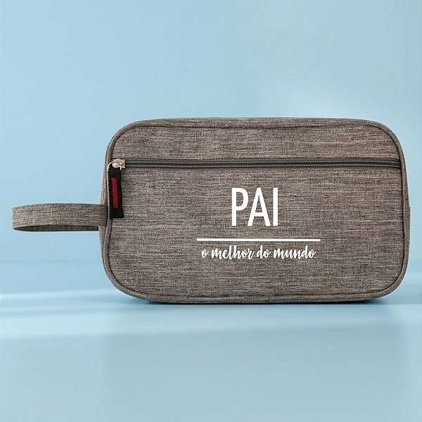 Necessaire Masculina Personalizado Melhor Pai - Cinza - 25,5x9,5x15,5cm - 1 unidade - Rizzo