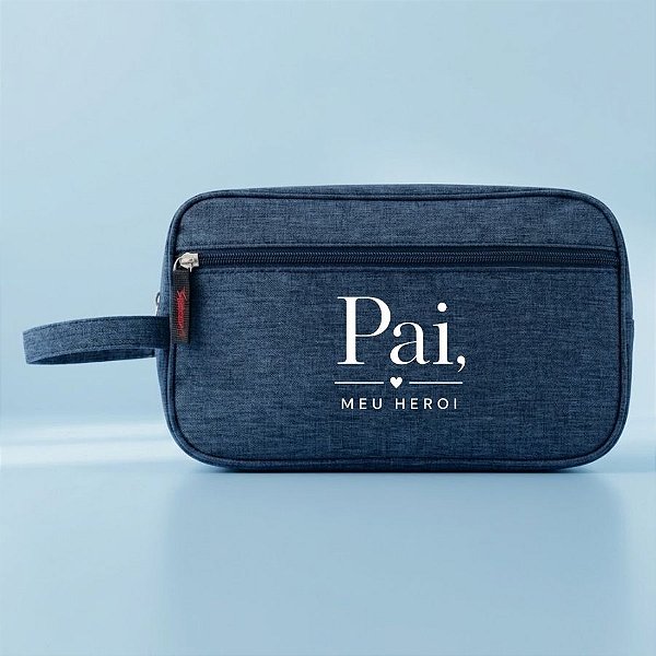Necessaire Masculina Personalizado Pai Herói - Azul - 25,5x9,5x15,5cm - 1 unidade - Rizzo