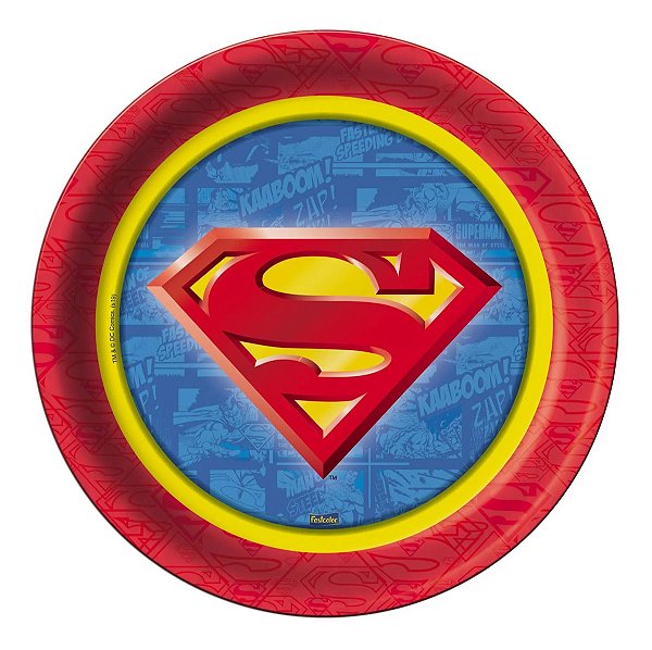 Prato Festa Superman 18cm - 8 Unidades - Festcolor - Rizzo