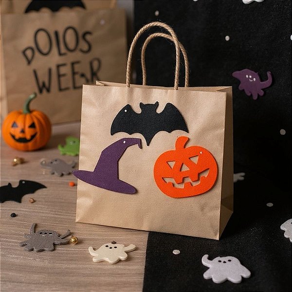 Tag Decorativa - Bruxa Morcego Abóbora Halloween - 6 Unidades