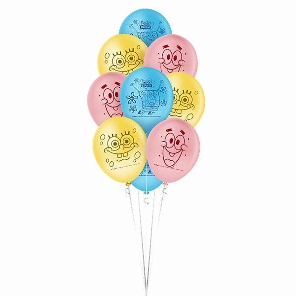 Balao de Festa Decorado 9" 23cm - Bob Esponja Core - 25 unidades - Regina - Rizzo