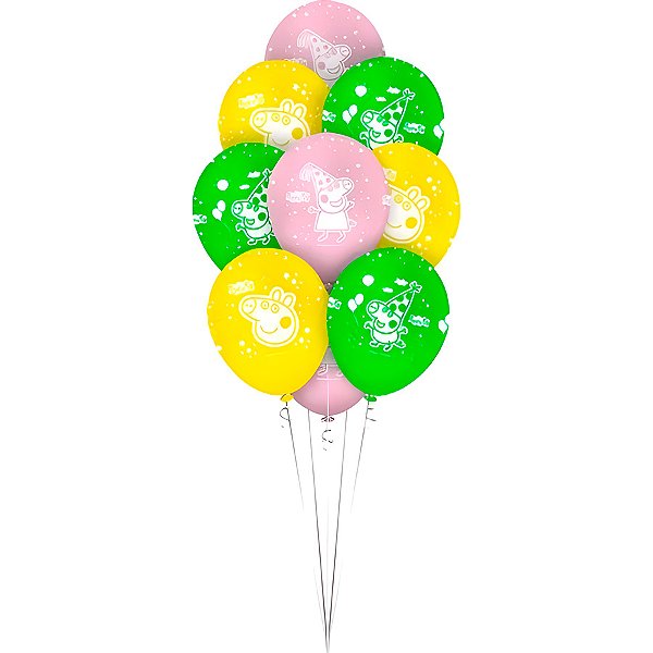 Balão de Festa Decorado 12" 30cm - Peppa Pig Clássica - 10 unidades - Regina  - Rizzo