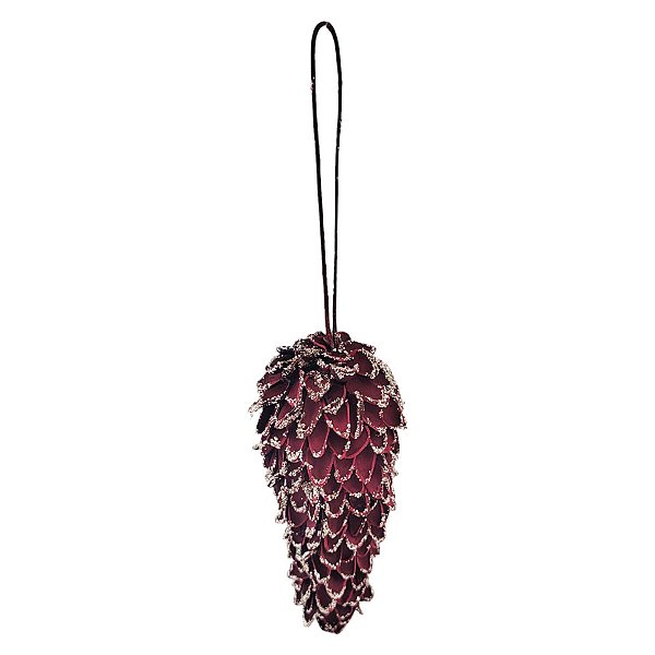 Enfeite de Pendurar - Pinha Vermelho Glitter - 14x6cm - 1 unidade - Cromus - Rizzo