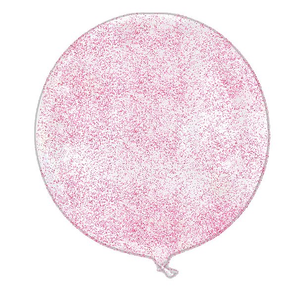 Balão Bubble Transparente com Glitter Rosa - 11" 26cm - 1 unidade - Rizzo