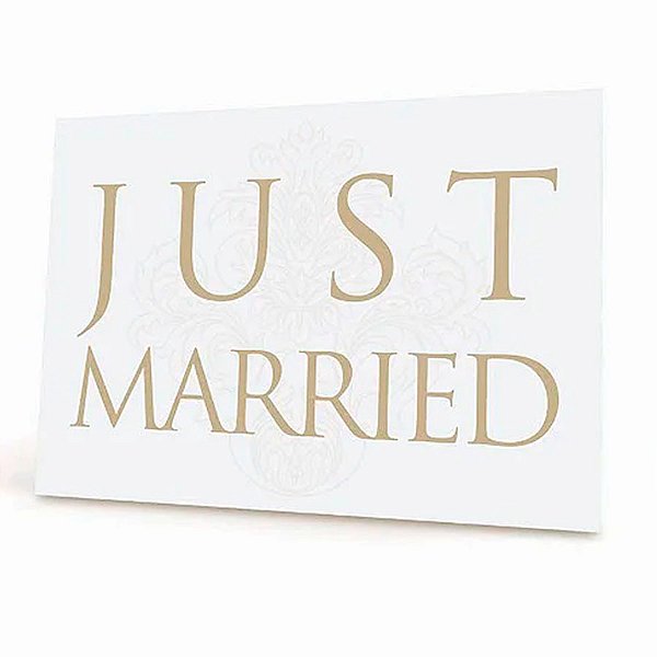 Placa Just Maried - Dourada - 28x34,5cm - 1 unidade - Cromus - Rizzo