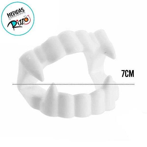 Kit Dentadura de Halloween - "Dentes de Vampiro" - Branca - 8 unidades - Rizzo