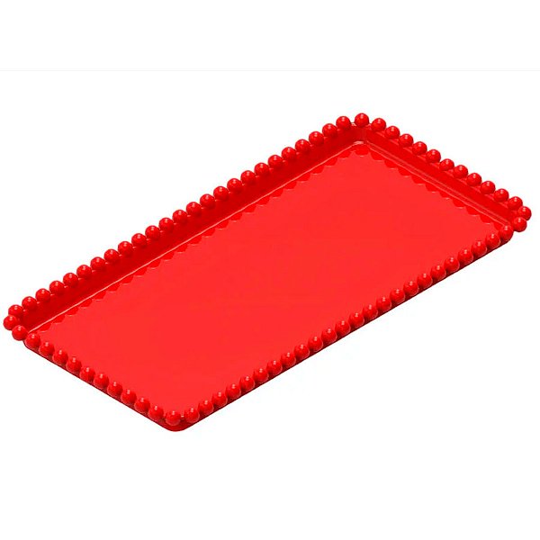 Bandeja Esfera Acrílica Durável Retangular - Vermelho - 25x13cm - 1 unidade - Rizzo - Rizzo