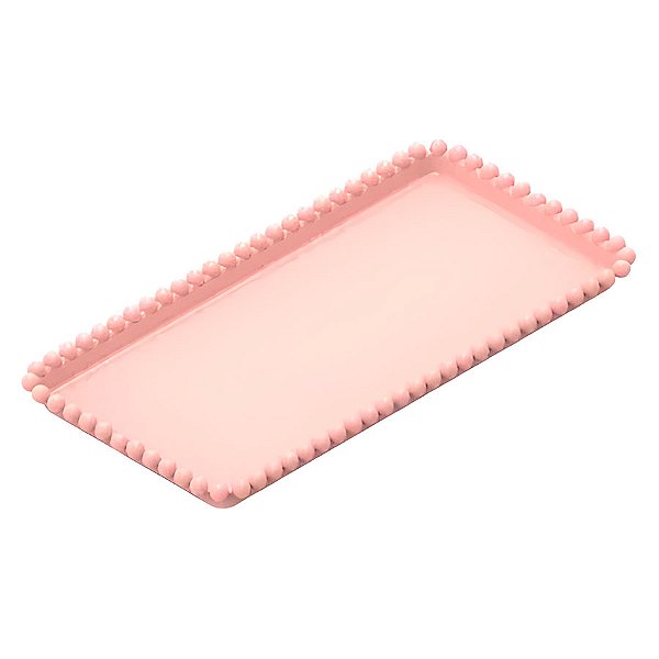 Bandeja Esfera Acrílica Durável Retangular - Salmão Candy - 25x13cm - 1 unidade - Rizzo - Rizzo