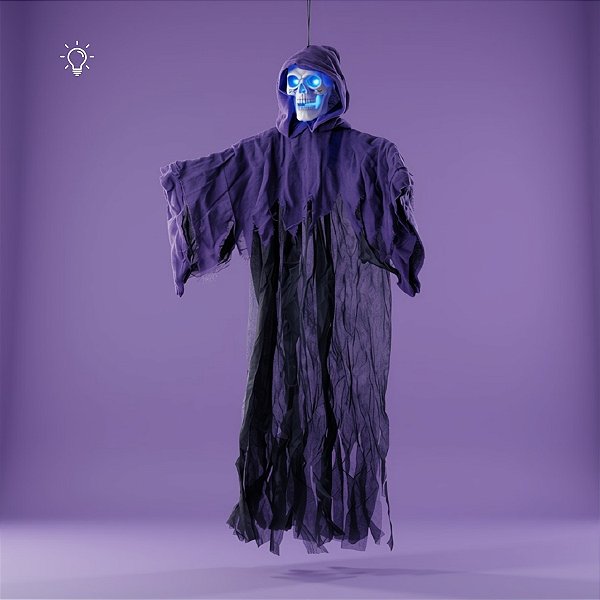 Enfeite de Hallowen - Caveira Thanos - 1,20cm - Com Luz - 1 unidade - Cromus - Rizzo