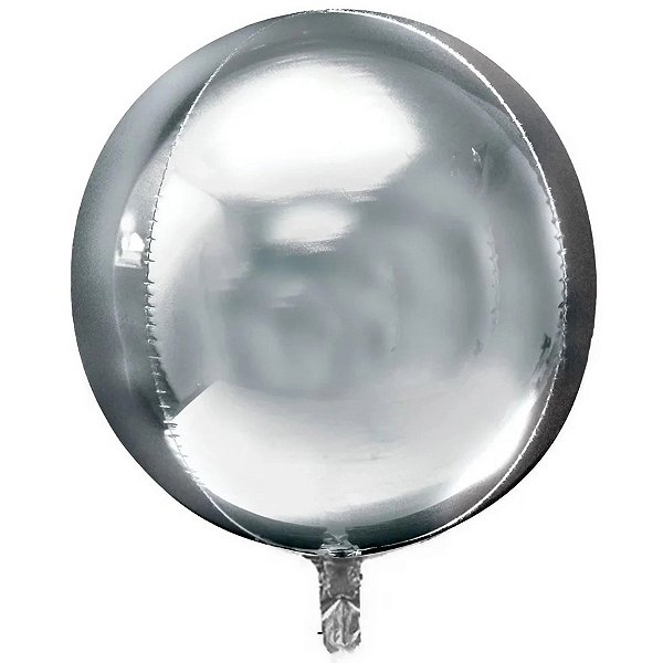 Balão de Festa Metalizado 50" 110cm - Orbz Prata - 1 unidade - Rizzo - Rizzo
