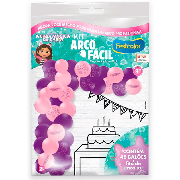 Kit Arco Facil - A Casa Magica da Gabby - 8 unidades - FestColor - Rizzo
