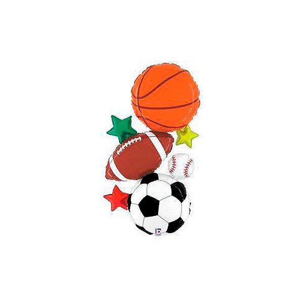 Balão de Festa Metalizado 37" 94cm - Multi-Sports Stacker - 1 unidade - Rizzo