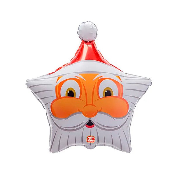 Balão de Festa Metalizado 24" 60cm - Estrela Papai Noel - 1 unidade - Balões São Roque - Rizzo