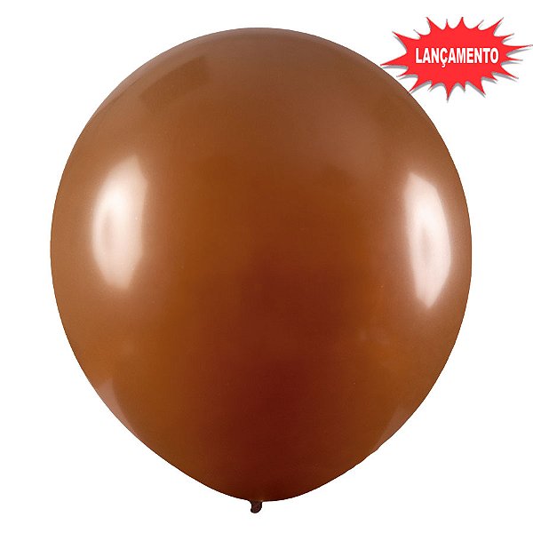 Balão de Festa Redondo Profissional Látex Liso 24" 60cm - Marrom - 3 unidades - Art-Latex - Rizzo