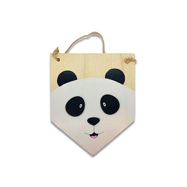 Plaquinha em MDF para pendurar - Panda - 1 unidade - Rizzo