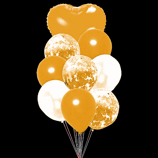 Kit Buquê de Balões Coração - Dourado - Buquê com 9 Balões - Partiufesta - Rizzo
