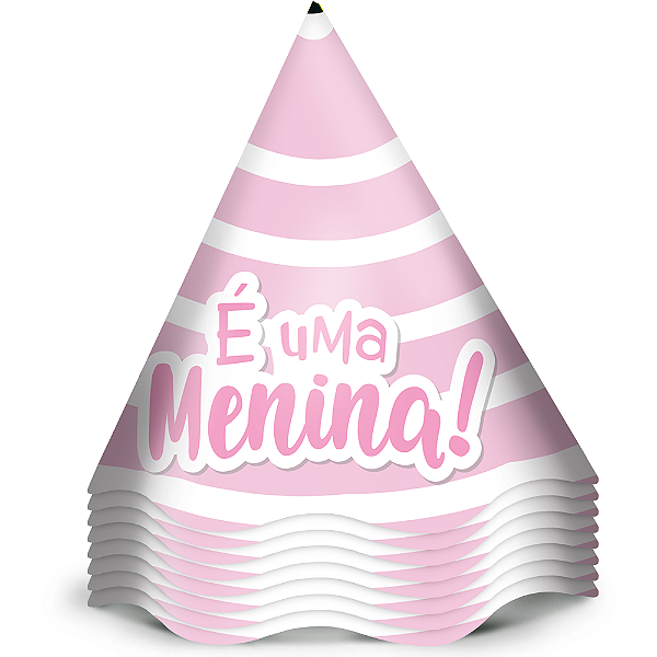 Chapeu Aniversario Festa Festa Cha de Bebe Menina 12 Unidades - Regina - Rizzo Festas