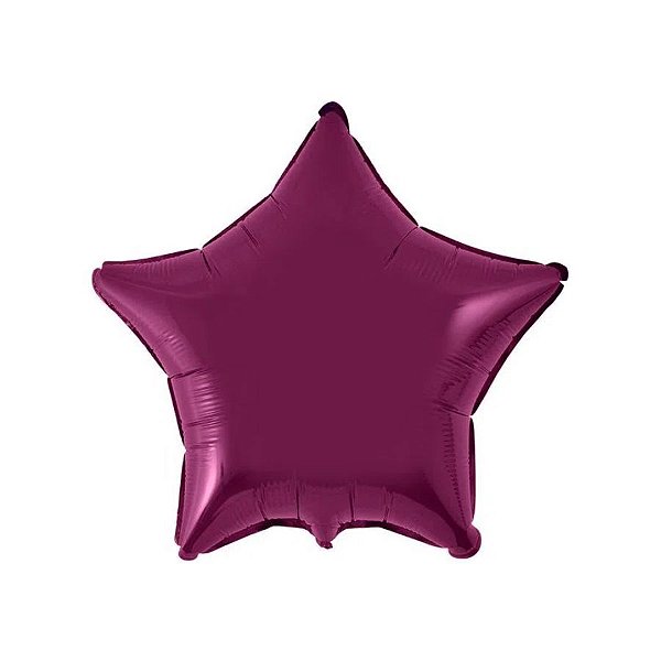 Balão de Festa Metalizado 20" 50cm - Estrela Burgundy - 01 Unidade - Flexmetal - Rizzo Balões