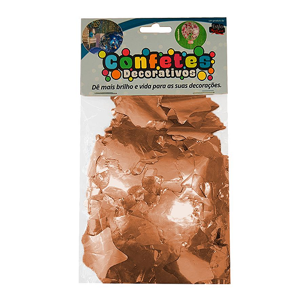 Confete Estrela Metalizado 25g - Rose Gold Dupla Face - Rizzo Balões