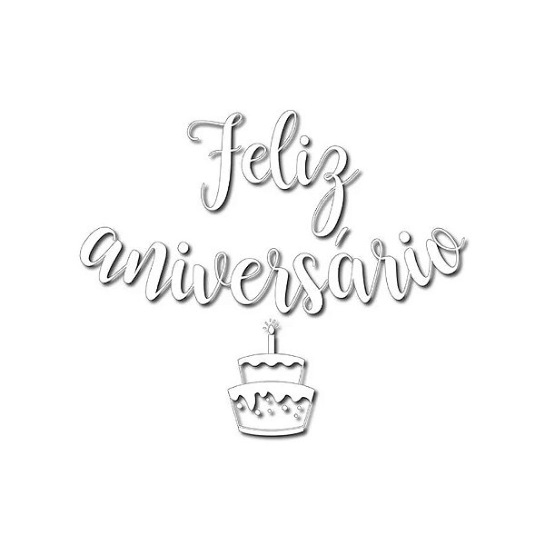 Transfer Para Balão Lettering Branco - Feliz Aniversário Bolo - 01 Unidade - Rizzo