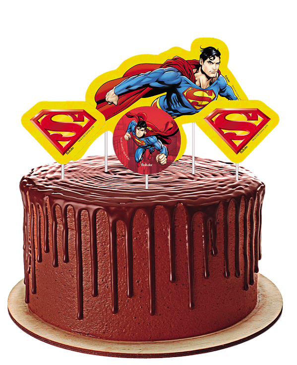 Topper para Bolo Festa Superman - 04 unidades - Festcolor - Rizzo Festas