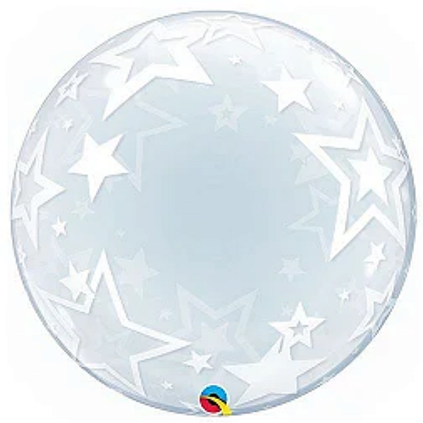 Balão de Festa Deco Bubble 24" - Estrelas Elegantes - 01 Unidade - Qualatex - Rizzo Balões