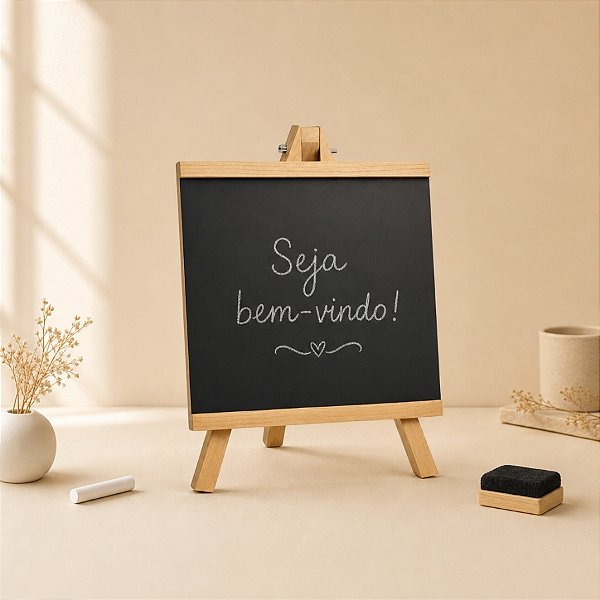 Lousa Decorativa em MDF - Borda Reta Natural  - 16x16cm - 1 unidade - Rizzo