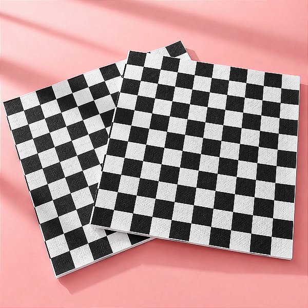 Guardanapo de Papel Quadriculado - Preto e Branco - 33x33cm - 20 unidades - Rizzo