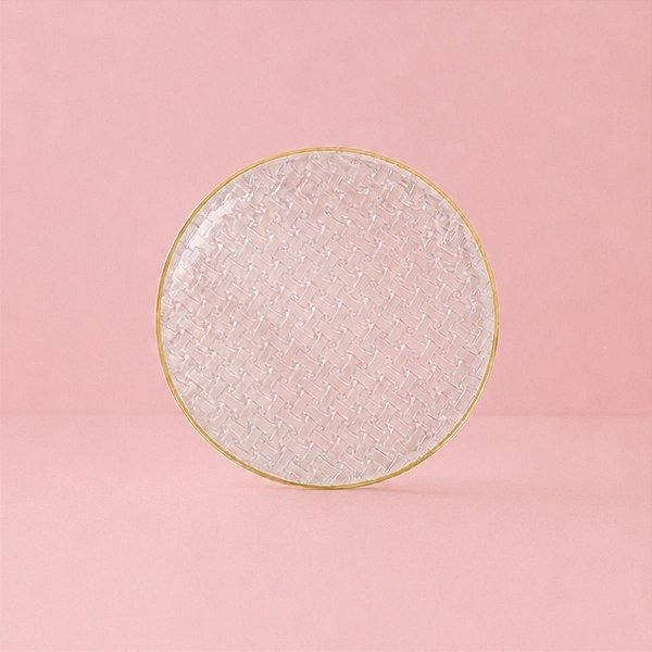 Prato Sobremesa Redondo Descartável Premium - Transparente Trançado - 18cm - 6 unidades - Rizzo