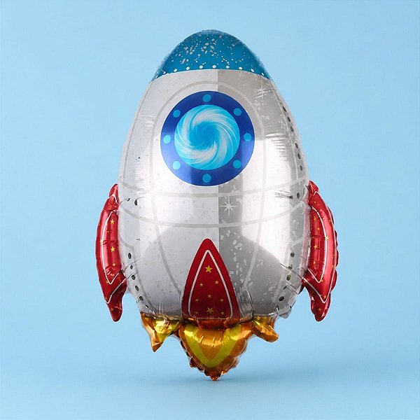 Balão de Festa Metalizado 72x59cm - Foguete - 1 unidade - Rizzo