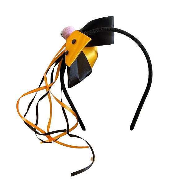 Tiara Halloween com Pompom Sortido - Amarelo e Preto - 1 unidade - Rizzo