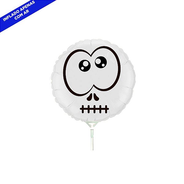 Balão de Festa Metalizado 20" 40cm - Redondo Caveira Halloween - 1 unidade - Flexmetal - Rizzo