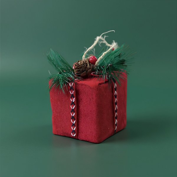 Enfeite de Pendurar de Natal - Caixa de Presente - Vermelho - 7x7cm - 1 unidade - Rizzo