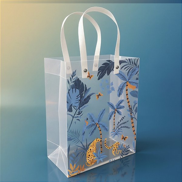 Sacola de Plástico Transparente Fosca - Azul Amazônia - 18x24x10cm - 1 unidade - Rizzo