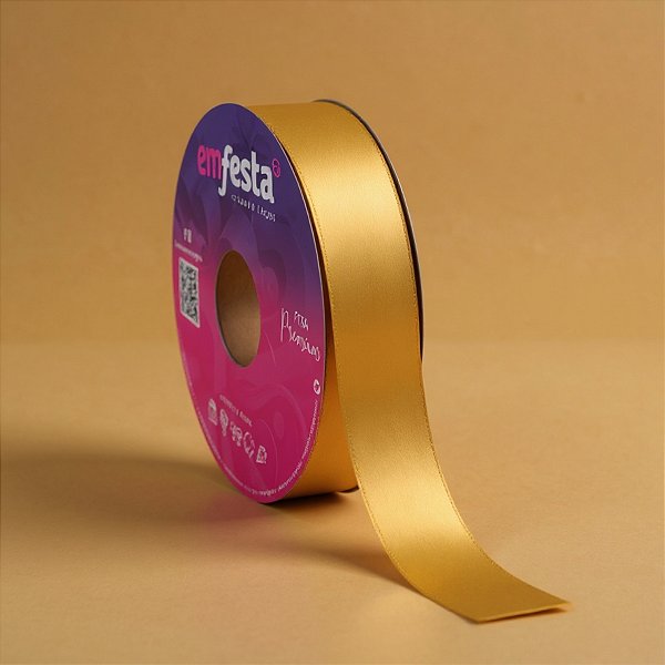 Rolo Fita Lisa Dourado Escuro - 30mm x 50m - 1 unidade - EmFesta - Rizzo
