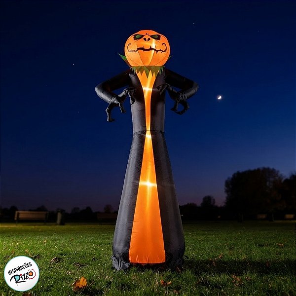 Boneco Abóbora de Halloween Inflável com LED -  360cm - 1 unidade - PartiuFesta - Rizzo