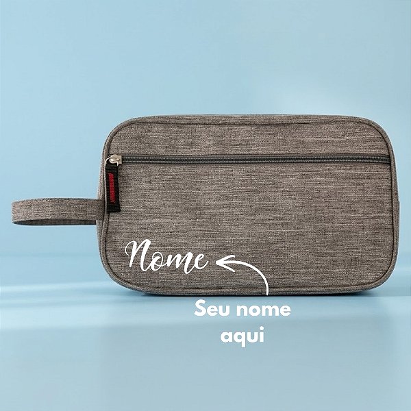 Necessaire Masculina Personalizado com Nome - Cinza - 25,5x9,5x15,5cm - 1 unidade - Rizzo