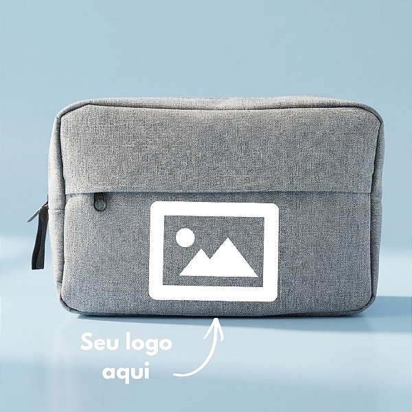 Necessaire Masculina Personalize com Logo - Cinza - 23x15x7cm - 1 unidade - Rizzo