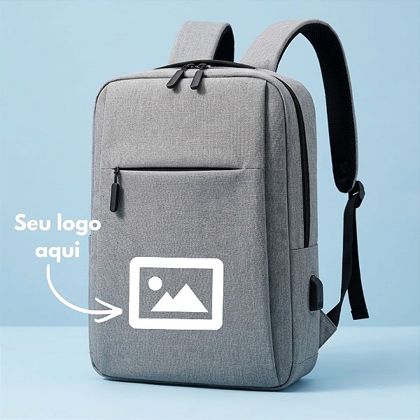 Bolsa para Notebook até 15 polegadas com saída USB Personalize com Logo  - Cinza - 45x30x10cm - 1 unidade - Rizzo