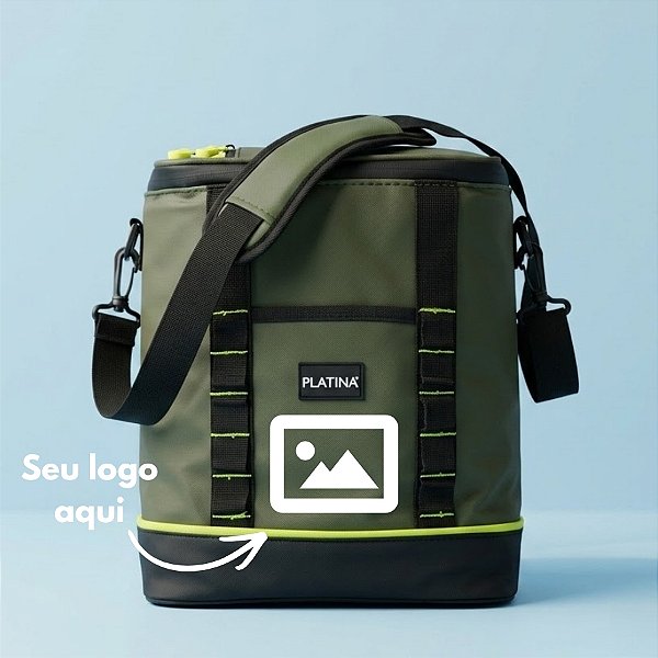 Bolsa Térmica com Alça 12L Personalize com Logo - Verde e Preto - 26x15x33cm - 1 unidade - Rizzo
