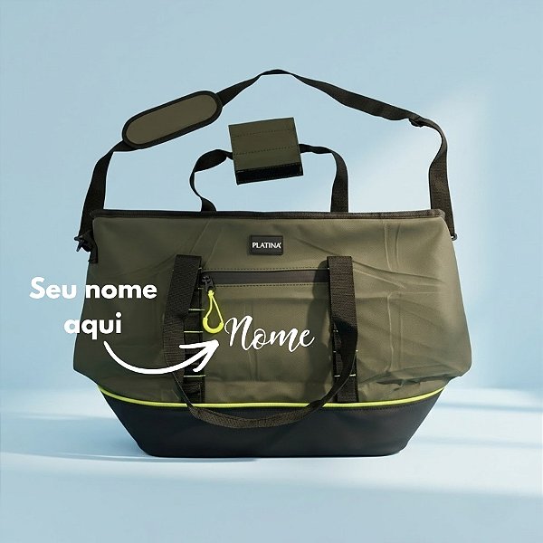 Bolsa Térmica com Alça 26L Personalizado com Nome - Verde e Preto - 51x34x24cm - 1 unidade - Rizzo